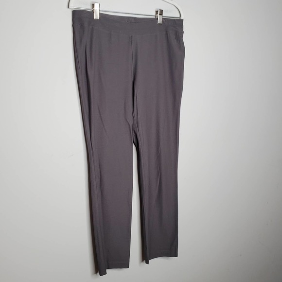 EILEEN FISHER Grey Washable Stretch Crepe Slim Fit Ankle Pants Sz Small S - Picture 3 of 8